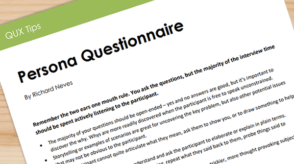 QUX Tips - Persona Questionnaire